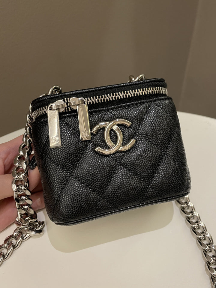 Chanel Quilted Coco Mini Vanity Cube Black Caviar