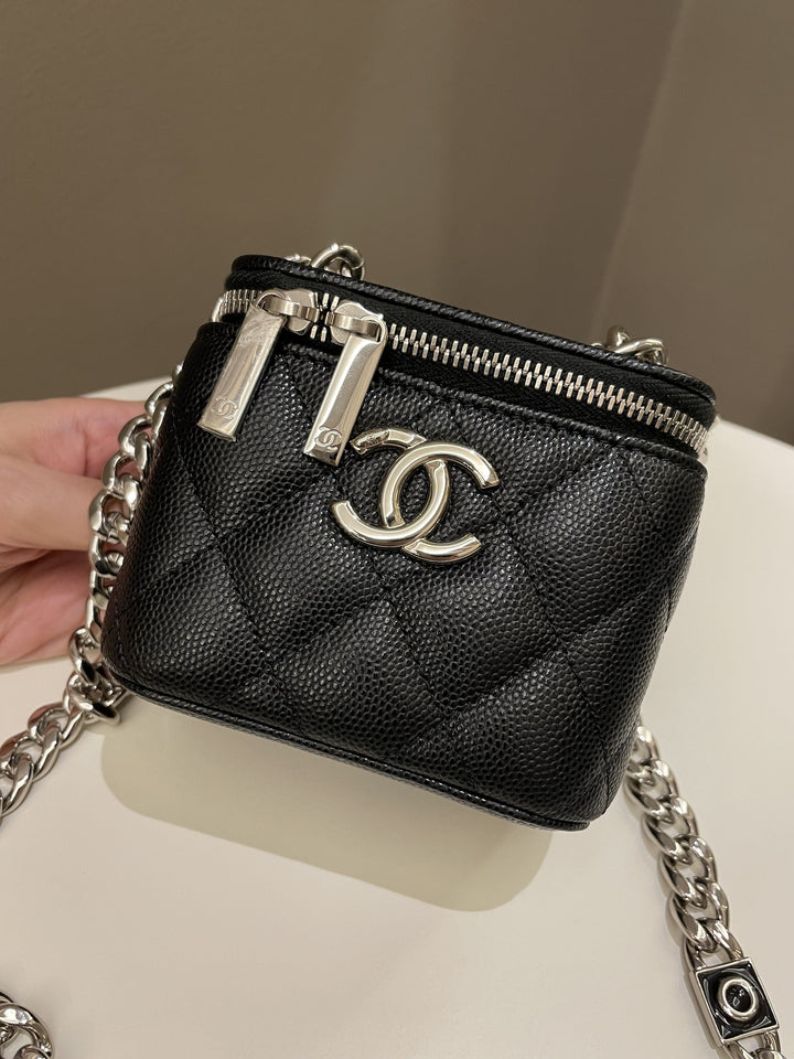 Chanel Quilted Coco Mini Vanity Cube Black Caviar