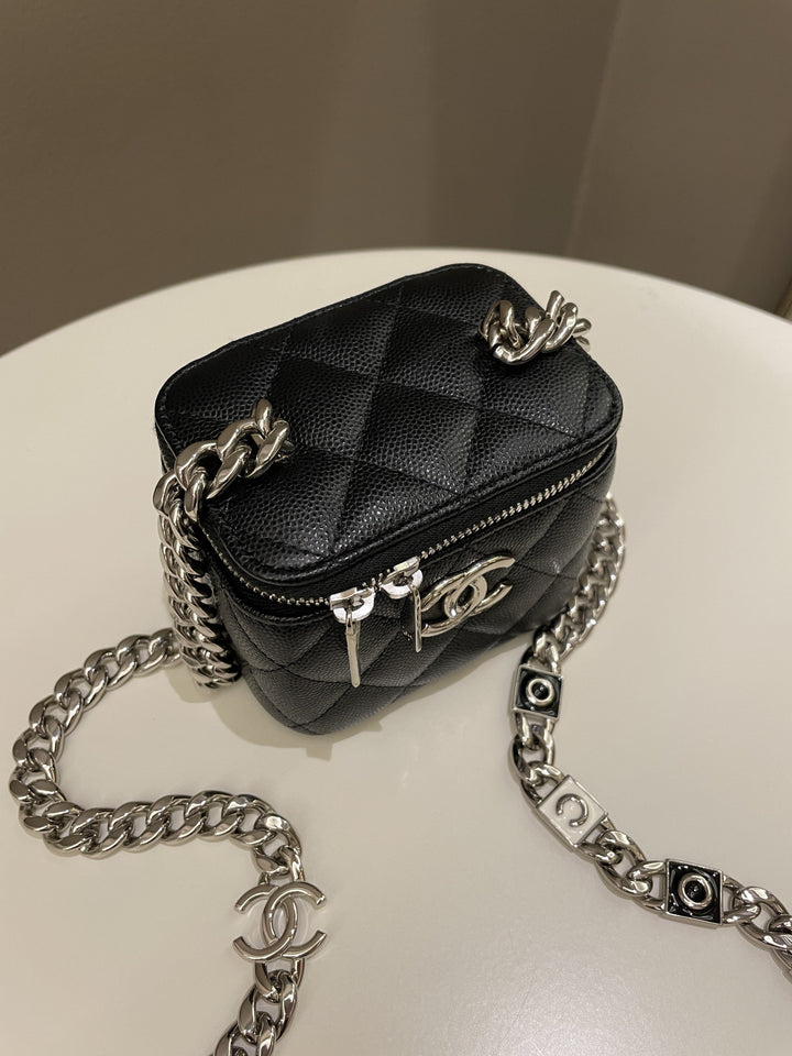 Chanel Quilted Coco Mini Vanity Cube Black Caviar
