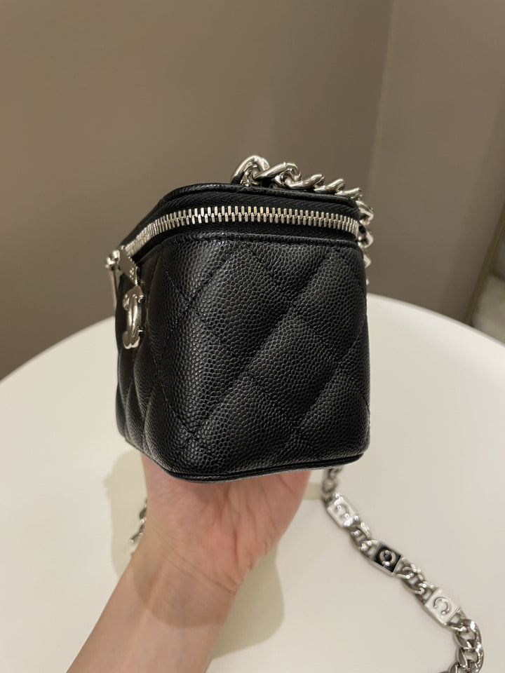 Chanel Quilted Coco Mini Vanity Cube Black Caviar