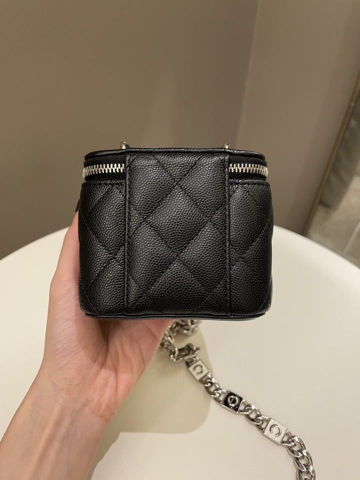 Chanel Quilted Coco Mini Vanity Cube Black Caviar