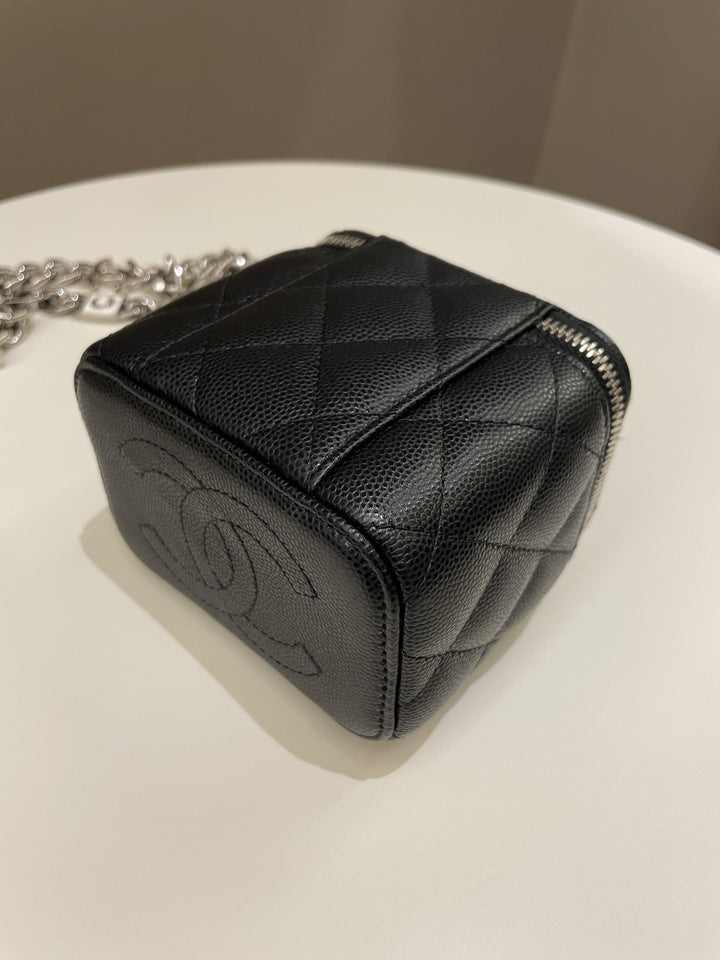 Chanel Quilted Coco Mini Vanity Cube Black Caviar