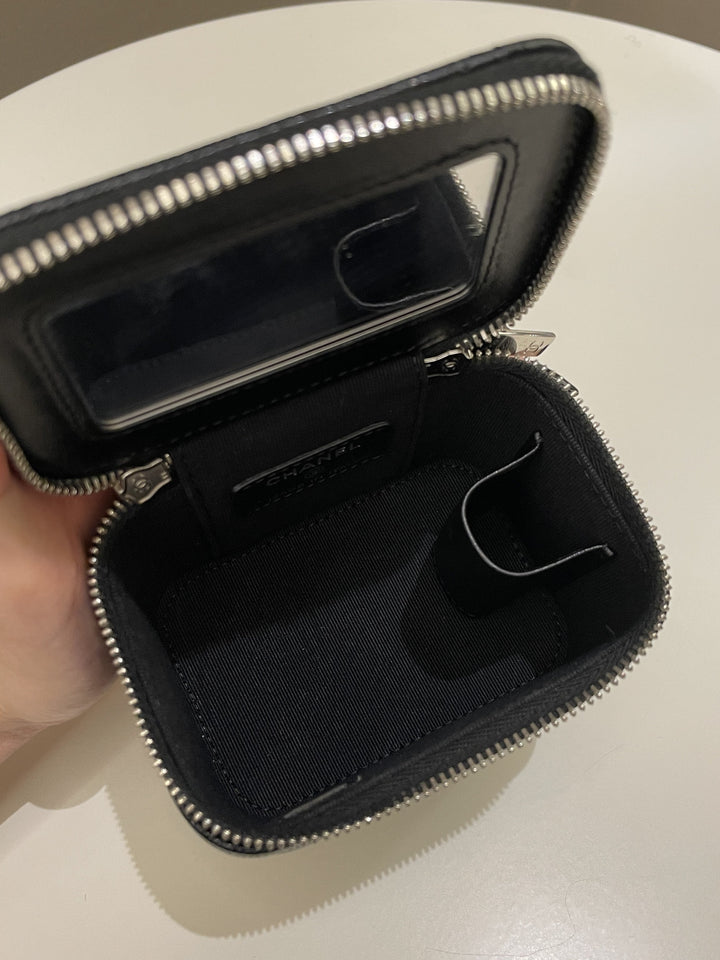 Chanel Quilted Coco Mini Vanity Cube Black Caviar