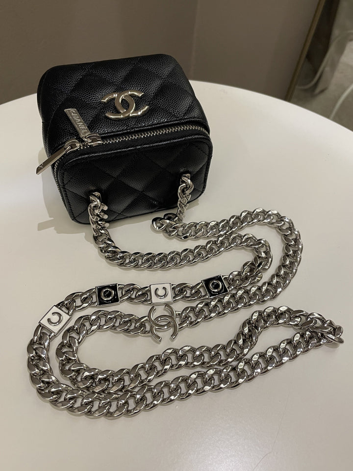 Chanel Quilted Coco Mini Vanity Cube Black Caviar