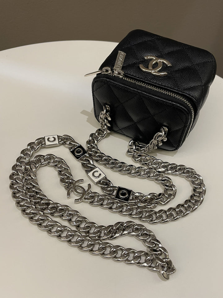 Chanel Quilted Coco Mini Vanity Cube Black Caviar