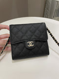 Chanel Quilted Compact Wallet On Chain Black caviar