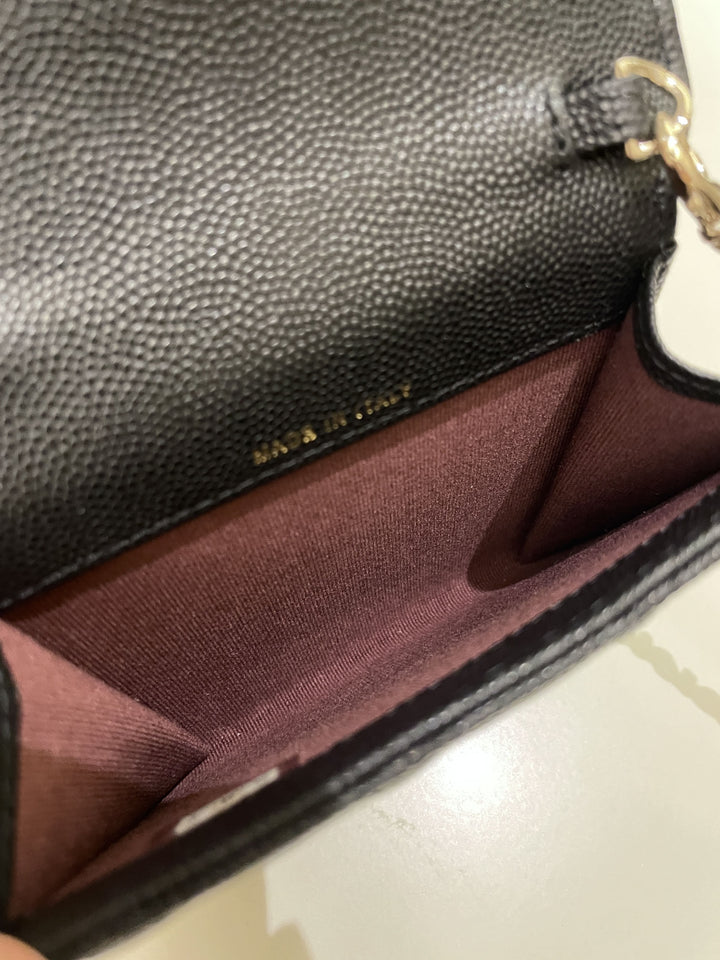Chanel Quilted Compact Wallet On Chain Black caviar