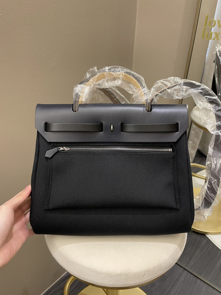 Hermes Herbag Zip 31 Bleu/ Noir