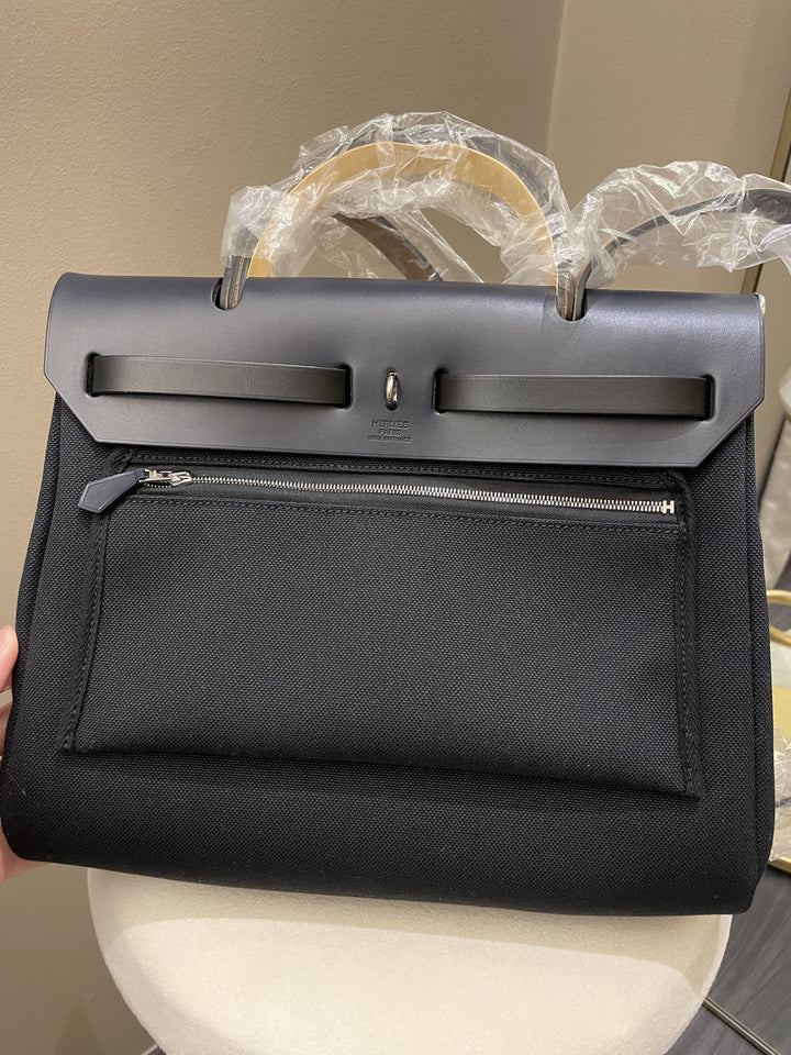 Hermes Herbag Zip 31 Bleu/ Noir