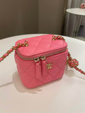 Chanel Quilted Pearl Crush Mini Vanity Cube Pink Lambskin