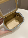 Chanel Quilted Pearl Crush Mini Vanity Cube Blue Lambskin