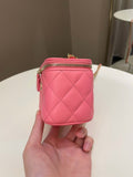 Chanel Quilted Pearl Crush Mini Vanity Cube Pink Lambskin