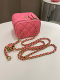 Chanel Quilted Pearl Crush Mini Vanity Cube Pink Lambskin