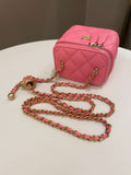 Chanel Quilted Pearl Crush Mini Vanity Cube Pink Lambskin