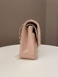 Chanel 21C Classic Quilted Medium Double Flap Rose Claire Beige Caviar