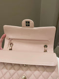 Chanel 21C Classic Quilted Medium Double Flap Rose Claire Beige Caviar