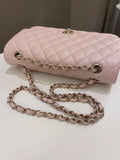 Chanel 21C Classic Quilted Medium Double Flap Rose Claire Beige Caviar