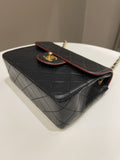 Chanel Vintage Classic Bi Tone Quilted Mini Square Black/ Red Lambskin