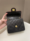 Chanel Vintage Classic Bi Tone Quilted Mini Square Black/ Red Lambskin