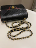 Chanel Vintage Classic Bi Tone Quilted Mini Square Black/ Red Lambskin
