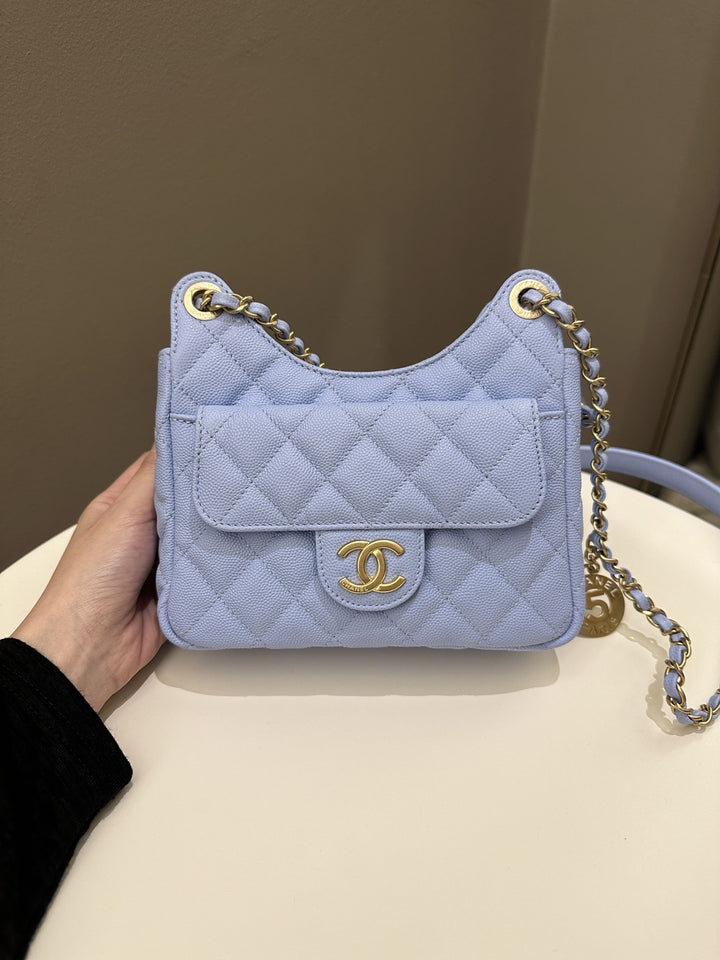 Chanel Small Hobo Bag Periwinkle Caviar