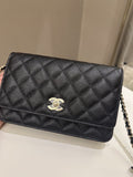 Chanel Quilted Wallet on Chain Bow Black Caviar
