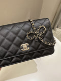 Chanel Quilted Wallet on Chain Bow Black Caviar