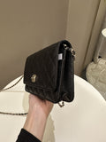 Chanel Quilted Wallet on Chain Bow Black Caviar
