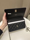 Chanel Quilted Wallet on Chain Bow Black Caviar