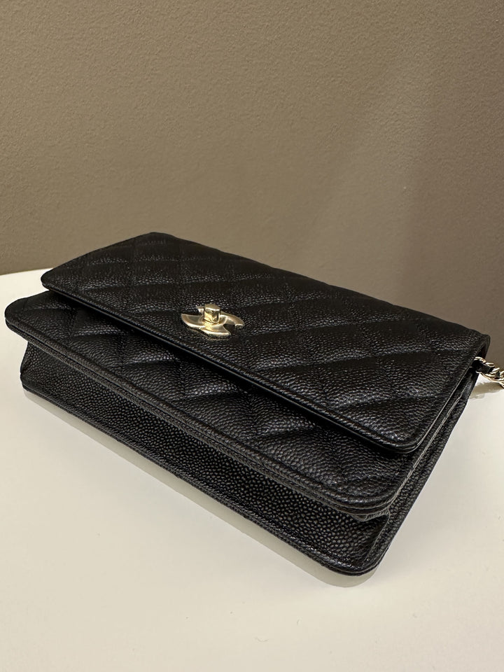 Chanel Quilted Wallet on Chain Bow Black Caviar