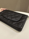Chanel Quilted Wallet on Chain Bow Black Caviar