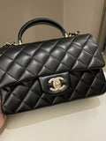 Chanel Quilted Top Handle Mini Rectangular Black Lambskin
