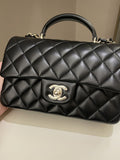 Chanel Quilted Top Handle Mini Rectangular Black Lambskin