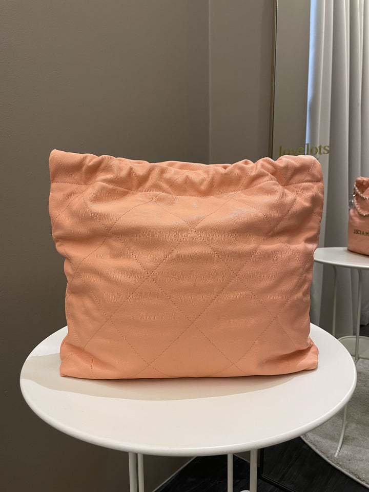 Chanel 22 Medium  Orange Claire Caviar