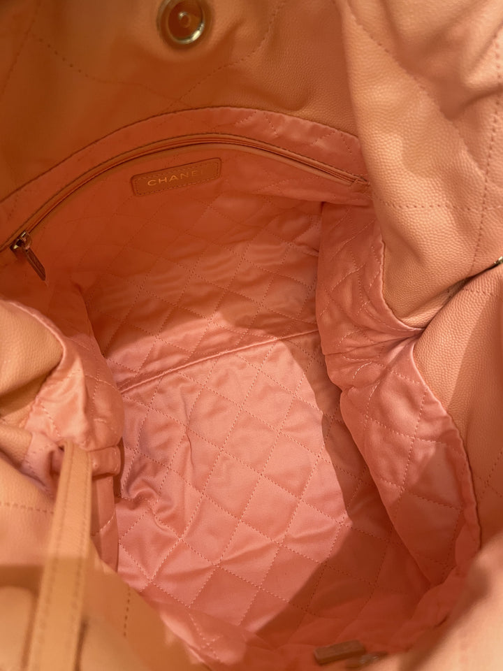 Chanel 22 Medium  Orange Claire Caviar