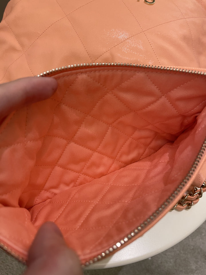 Chanel 22 Medium  Orange Claire Caviar