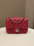 Chanel 18B Classic Quilted Mini Square Red Caviar