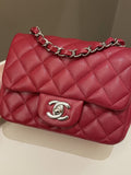 Chanel 18B Classic Quilted Mini Square Red Caviar