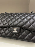 Chanel Classic Quilted Jumbo Double Flap Black Lambskin