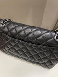 Chanel Classic Quilted Jumbo Double Flap Black Lambskin