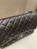 Chanel Classic Quilted Jumbo Double Flap Black Lambskin