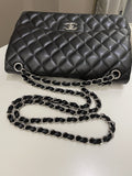 Chanel Classic Quilted Jumbo Double Flap Black Lambskin