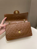 Chanel Vintage Quilted Cc Flap Bag Tan Brown Lambskin