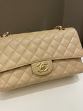 Chanel Classic Quilted Medium Double Flap Beige Caviar