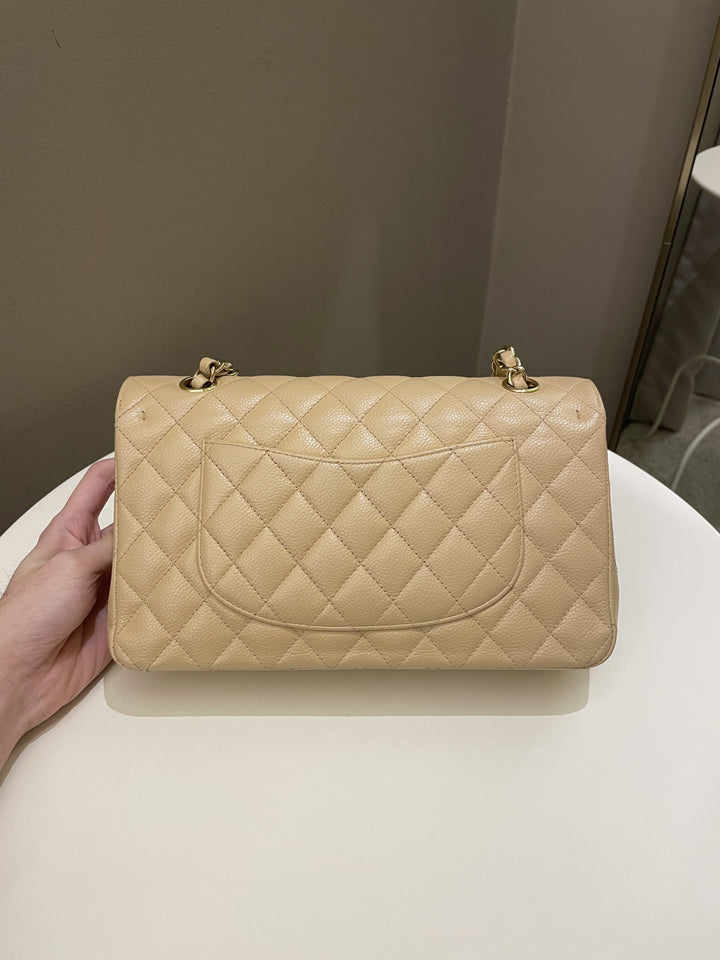 Chanel Classic Quilted Medium Double Flap Beige Caviar