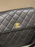 Chanel Vintage Shoulder Cc Flap Bag Black Lambskin