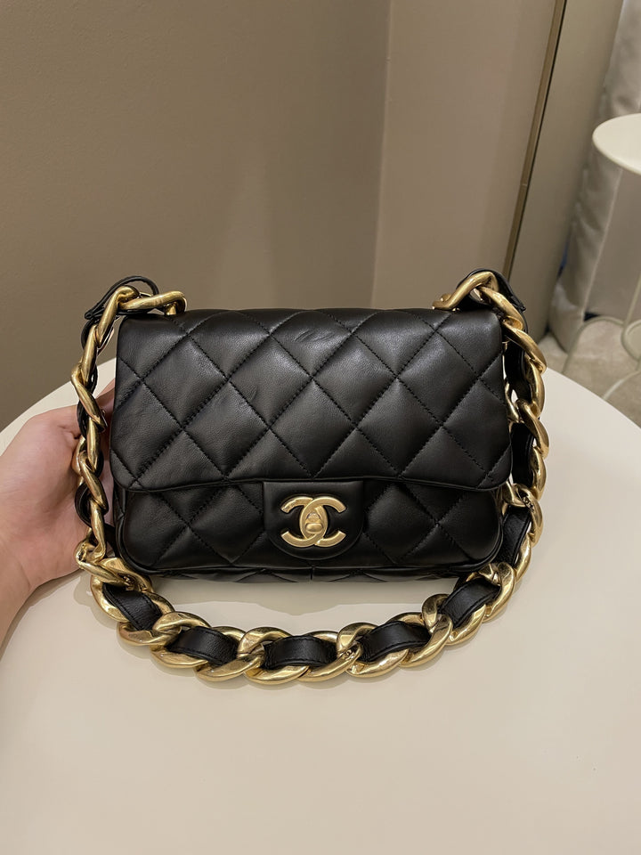 Chanel 22S Funky Town Flap Bag Black Calfskin