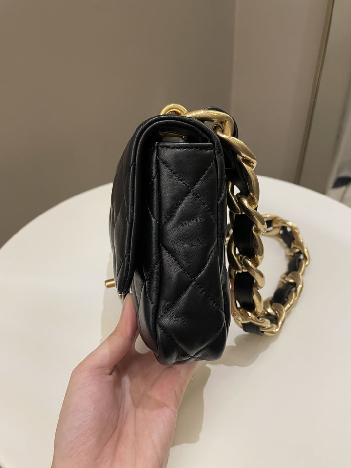 Chanel 22S Funky Town Flap Bag Black Calfskin