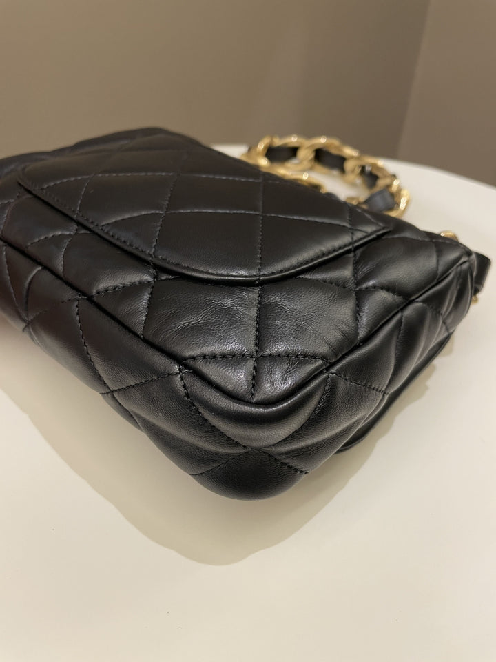 Chanel 22S Funky Town Flap Bag Black Calfskin