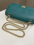 Chanel 2.55 225 Chevron Reissue Double Flap Emerald Calfskin